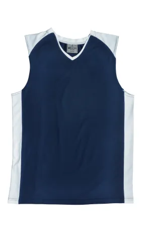 Kids Basketball Singlet - Navy/White