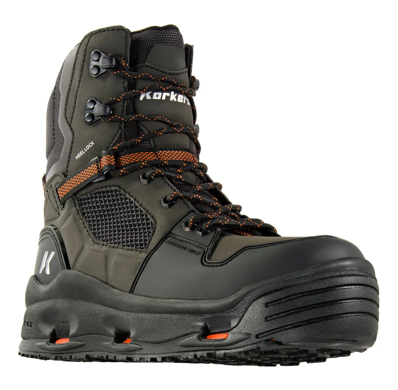 Korkers Mens Black Terror Ridge Wading Boots with Kling-On & Studded Kling-On Soles