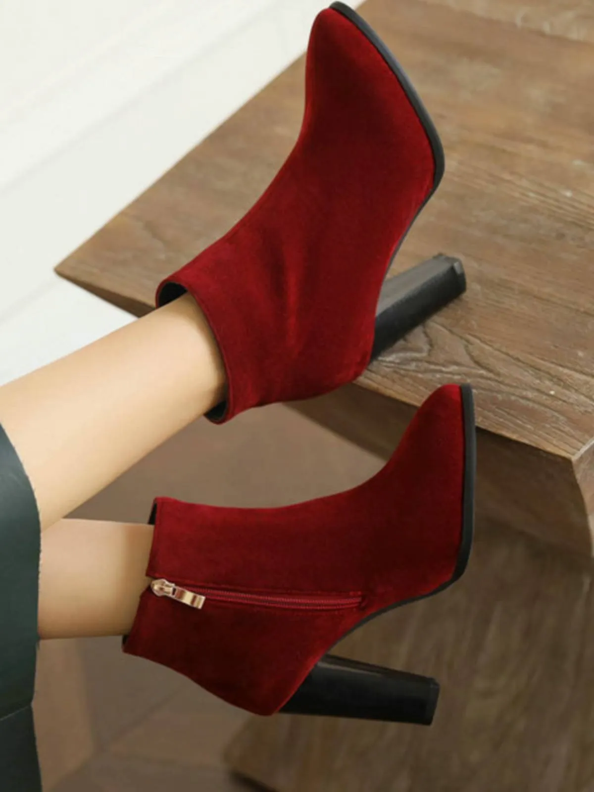 Latest Fleece Solid Color High Heel Boots