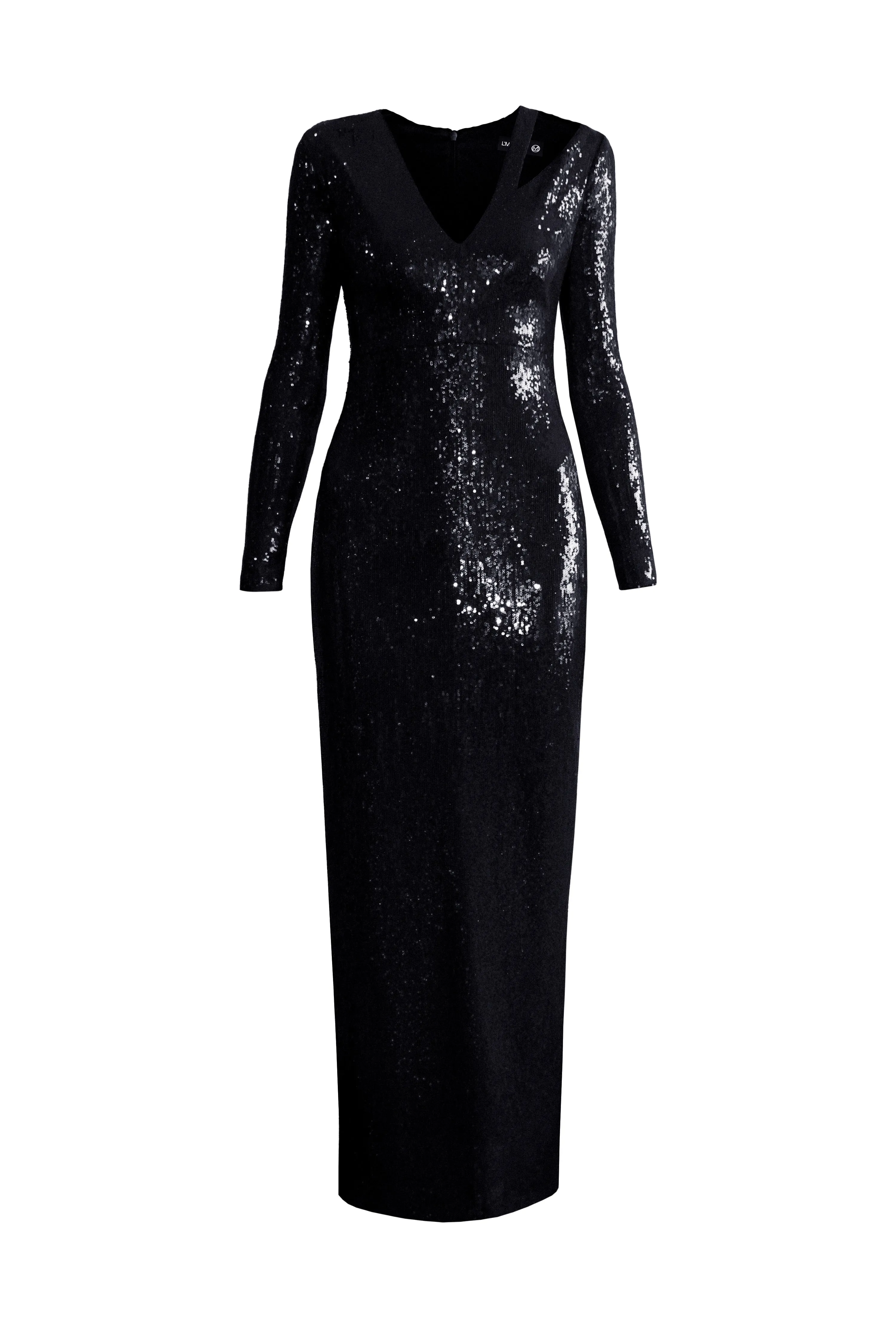 Long Sleeve Sequin Gown