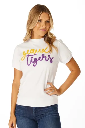 LSU Tigers Women's Glitter Script Short Sleeve Top