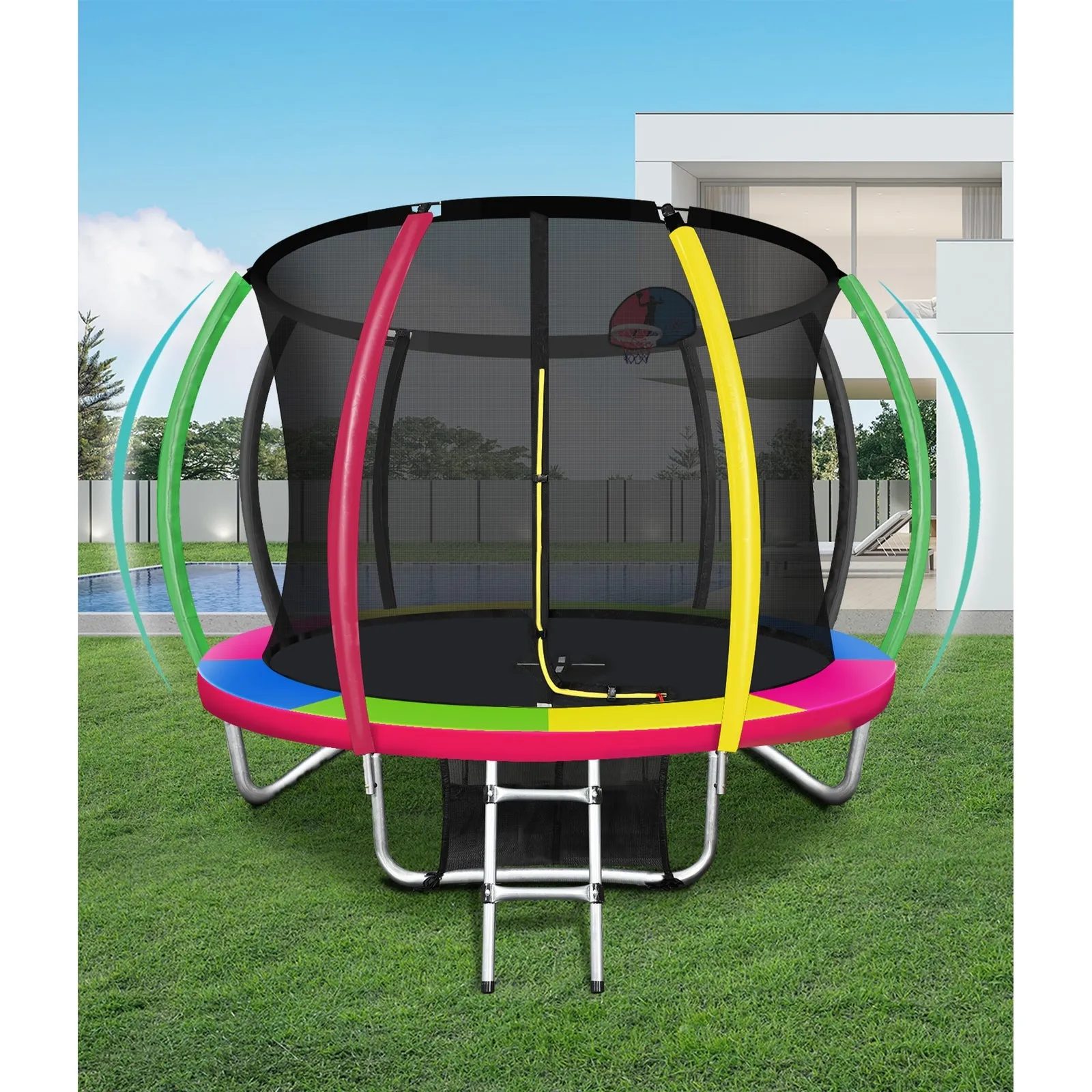 Mazam 10FT Trampoline Round Trampolines Kids Enclosure Safety Net Pad Outdoor