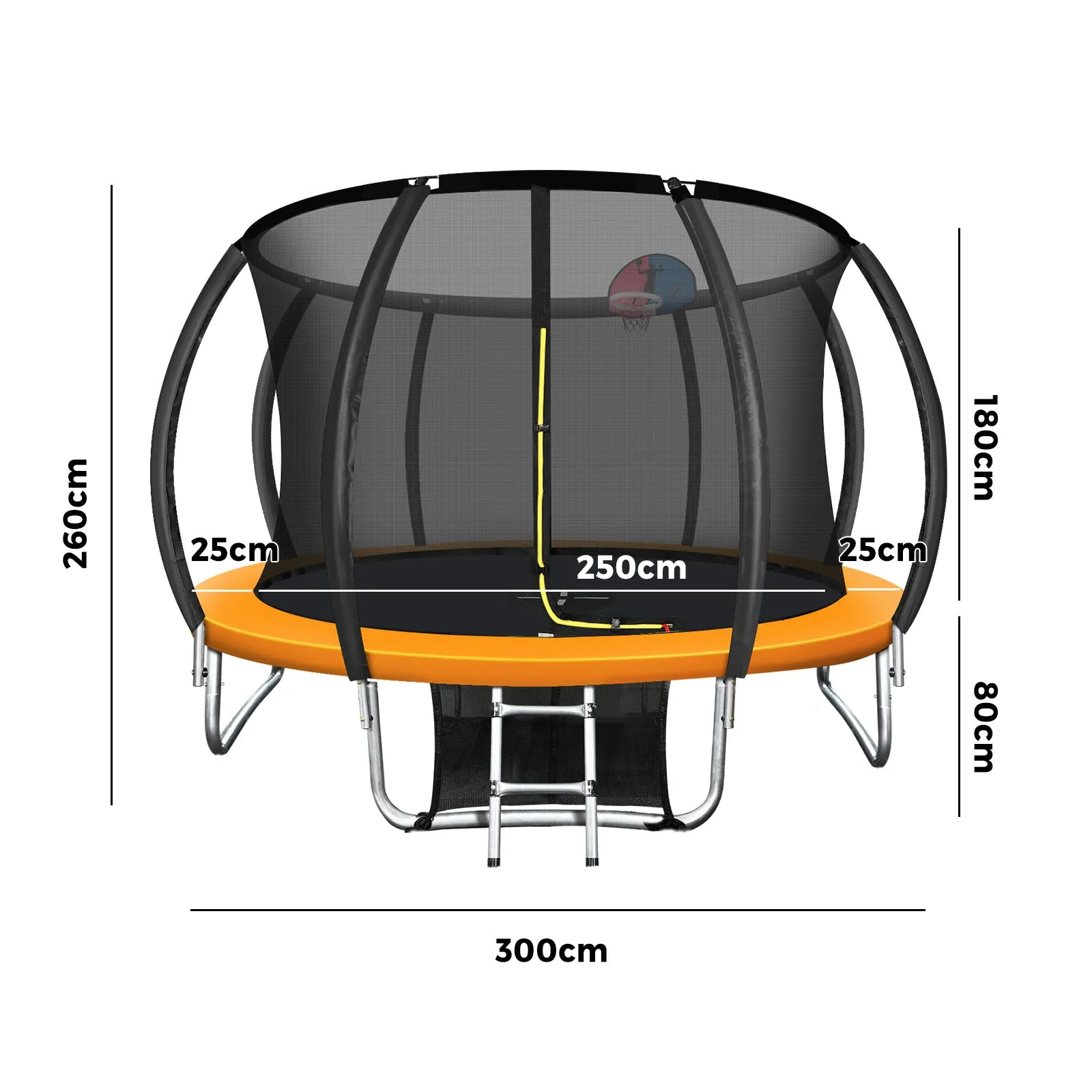 Mazam 10FT Trampoline Round Trampolines W/ Basketball Set Safety Net Outdoor Toy