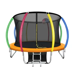 Mazam 12FT Rainbow Trampoline Spring Trampolines w/ Basketball Hoop Outdoor Toys