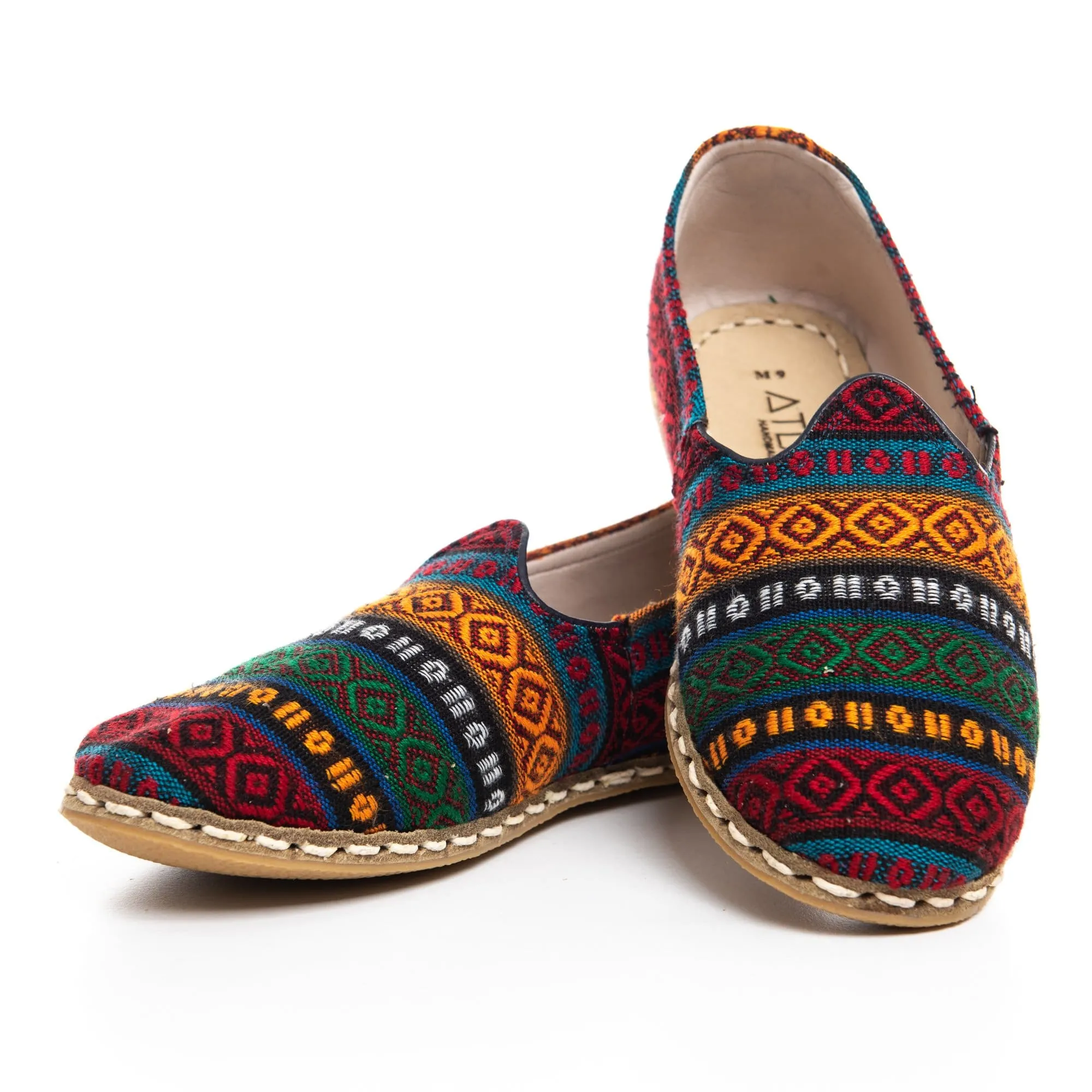 Men's Burgundy Kilim Slip On Shoes