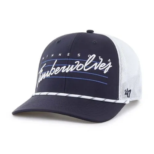 Minnesota Timberwolves '47 Brand Navy/White Downburst Trucker Snapback Rope Hat