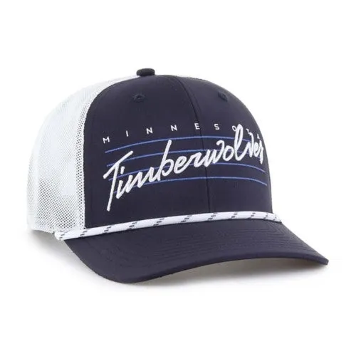 Minnesota Timberwolves '47 Brand Navy/White Downburst Trucker Snapback Rope Hat