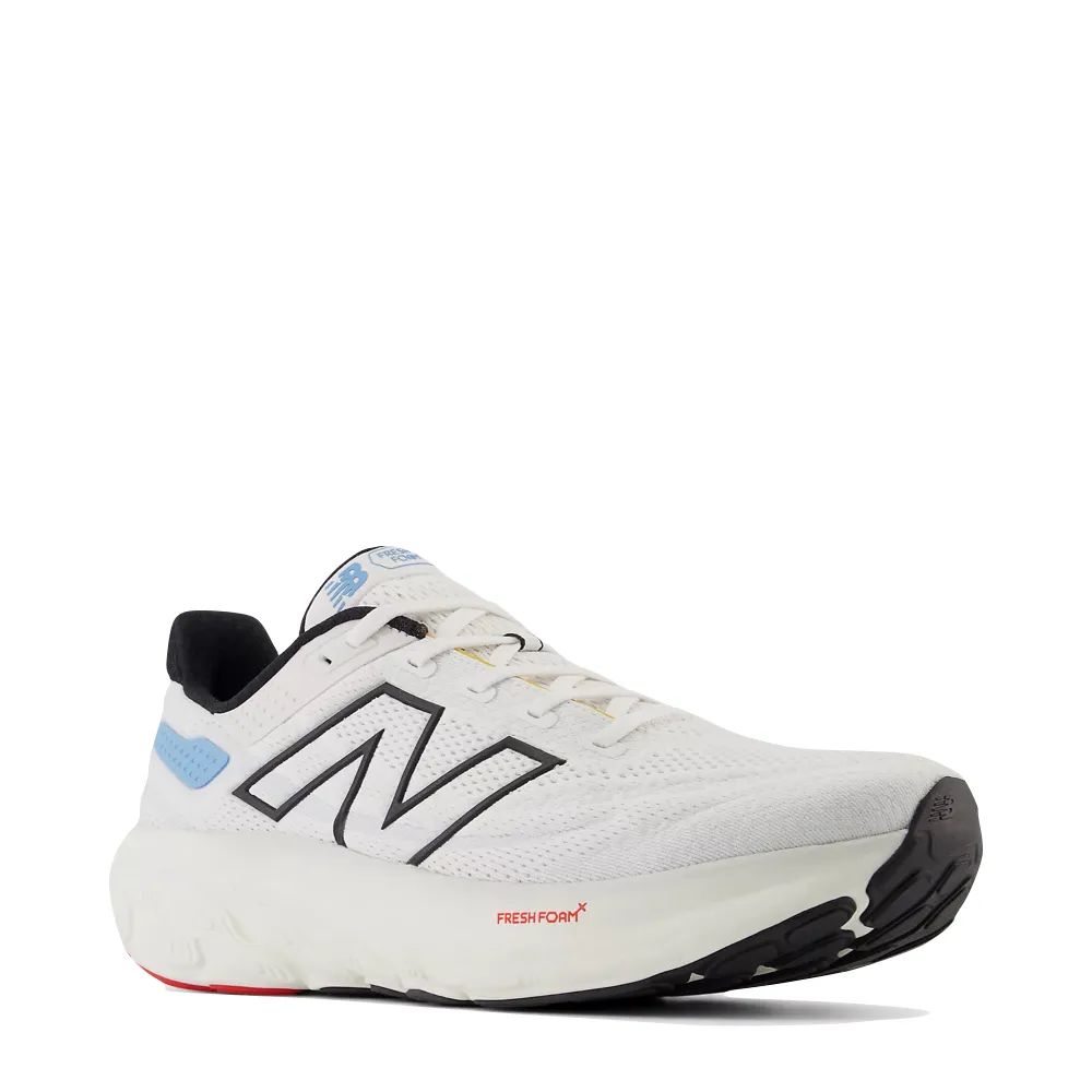 New Balance Men's Fresh Foam X 1080v13 in White with Black and Coastal Blue