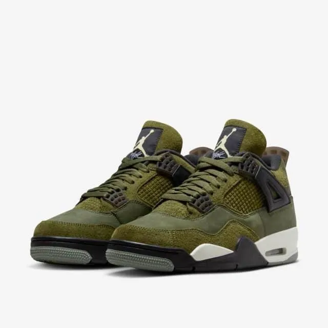 Nike Men's Air Jordan 4 Retro SE Shoes - Olive Green / Vanilla / Khaki / Black / Sail