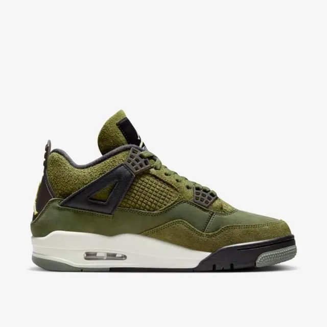 Nike Men's Air Jordan 4 Retro SE Shoes - Olive Green / Vanilla / Khaki / Black / Sail