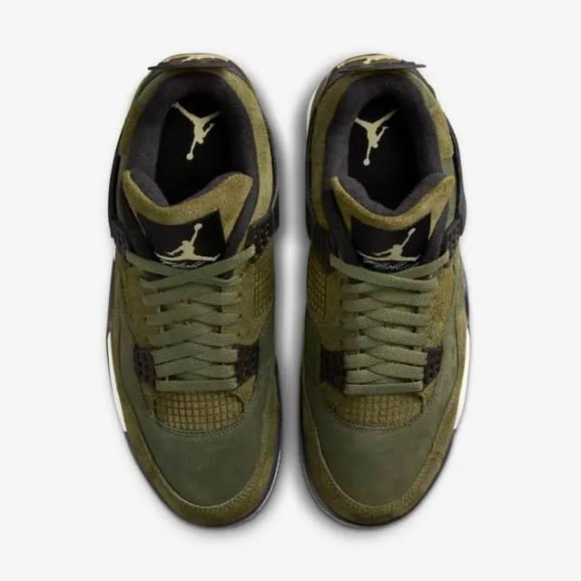 Nike Men's Air Jordan 4 Retro SE Shoes - Olive Green / Vanilla / Khaki / Black / Sail