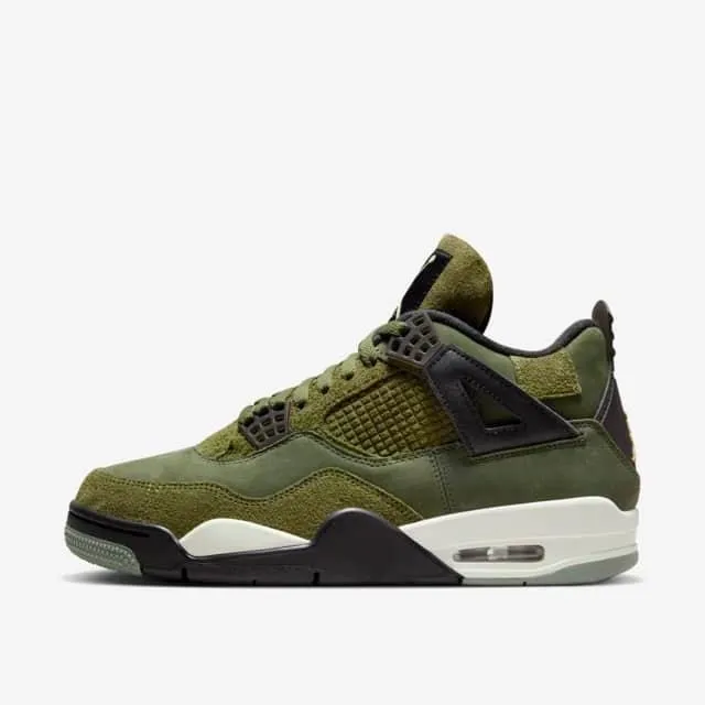 Nike Men's Air Jordan 4 Retro SE Shoes - Olive Green / Vanilla / Khaki / Black / Sail