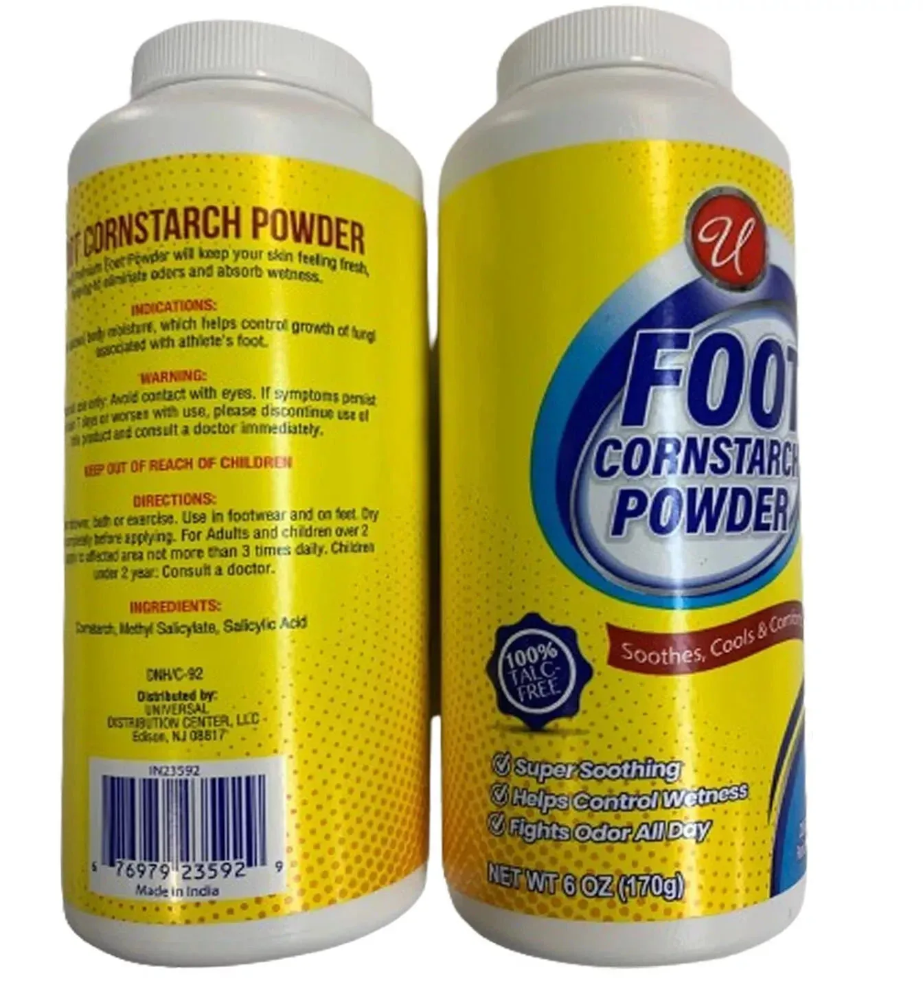 Odor Control Foot Powder Talc-Free Shoe Deodorizer Moisture Absorbent (2 Pack)