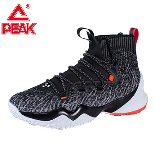 Peak Men Basketball Shoes High-Top Sneakers Actual Combat Black EW01161A