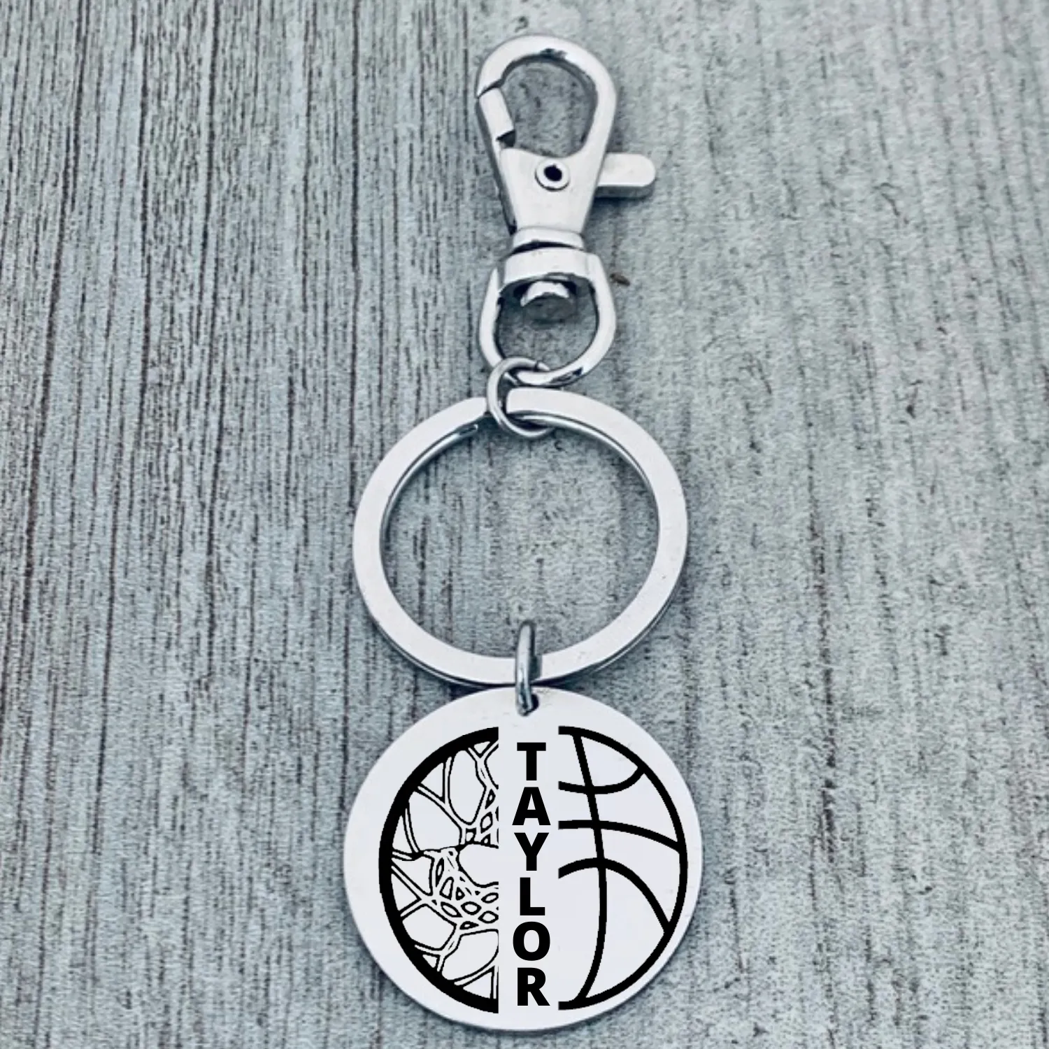 Personalized Engraved Basketball Zipperpull Keychain