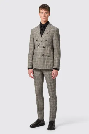 Plunkett Slim Fit Grey Check Double Breasted Suit