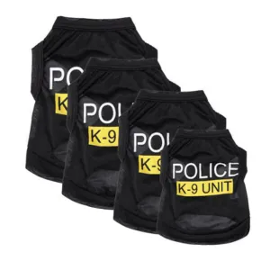 Police K-9 Unit Dog Clothes Black Elastic Vest