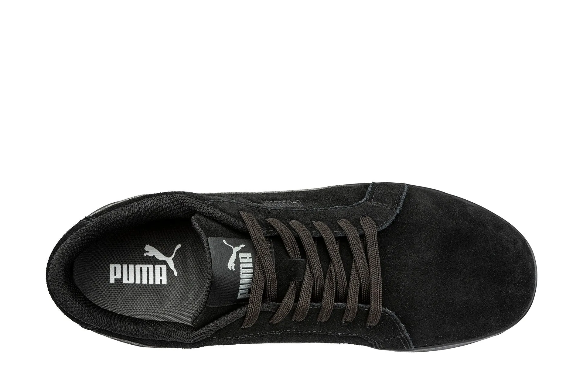 Puma Men's 640305 Iconic Black/Black Suede Low Composite Safety Toe Metal Free Work Shoes