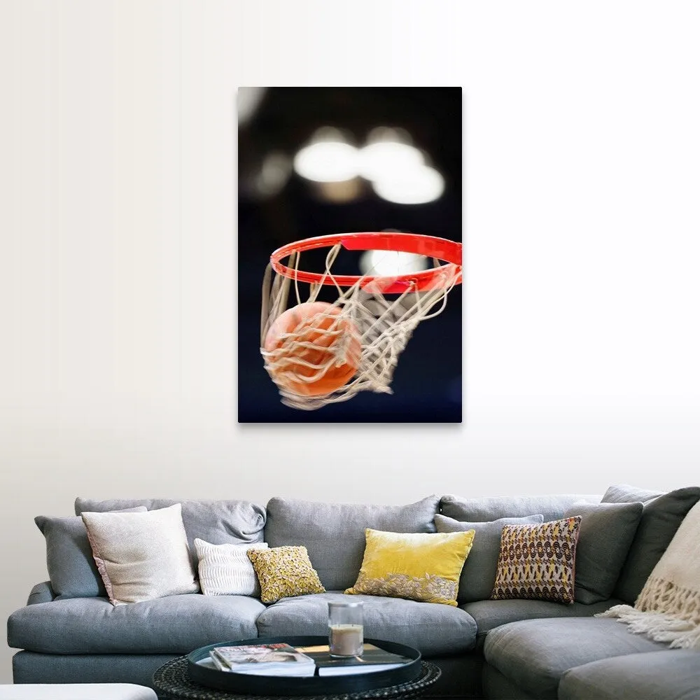 "Basketball in basket." Canvas Wall Art