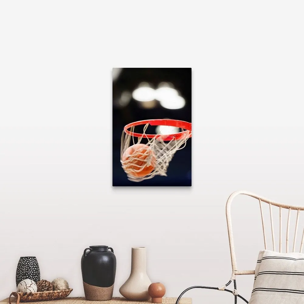 "Basketball in basket." Canvas Wall Art