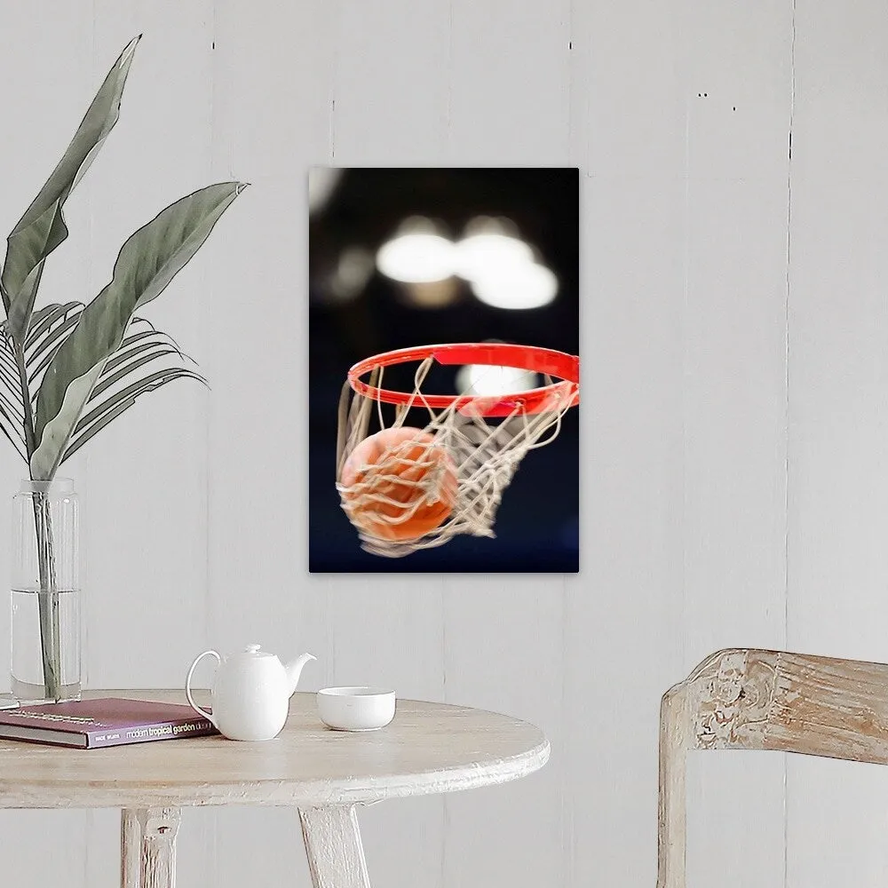 "Basketball in basket." Canvas Wall Art