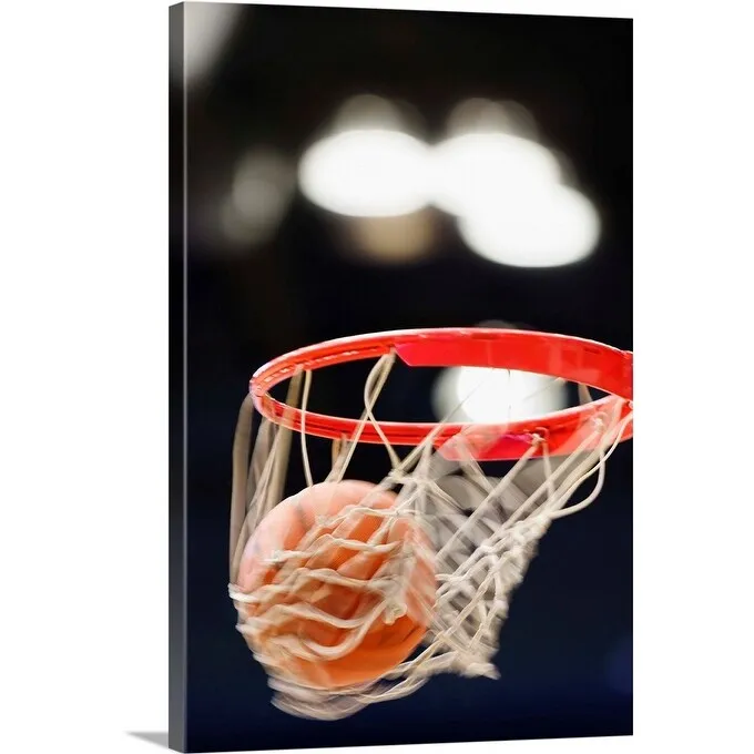 "Basketball in basket." Canvas Wall Art