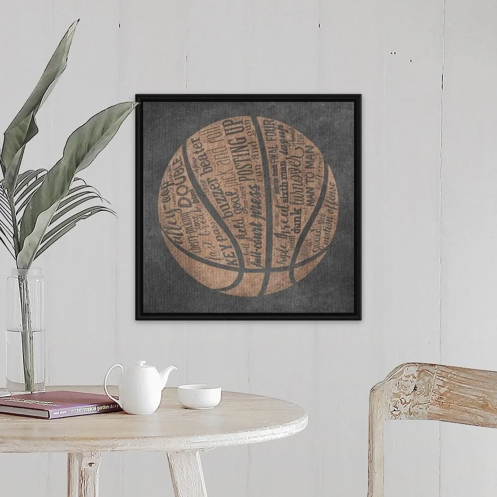 "Basketball Terms" Black Float Frame Canvas Art