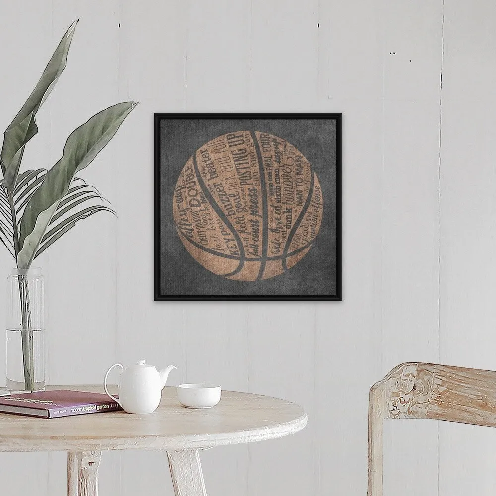 "Basketball Terms" Black Float Frame Canvas Art