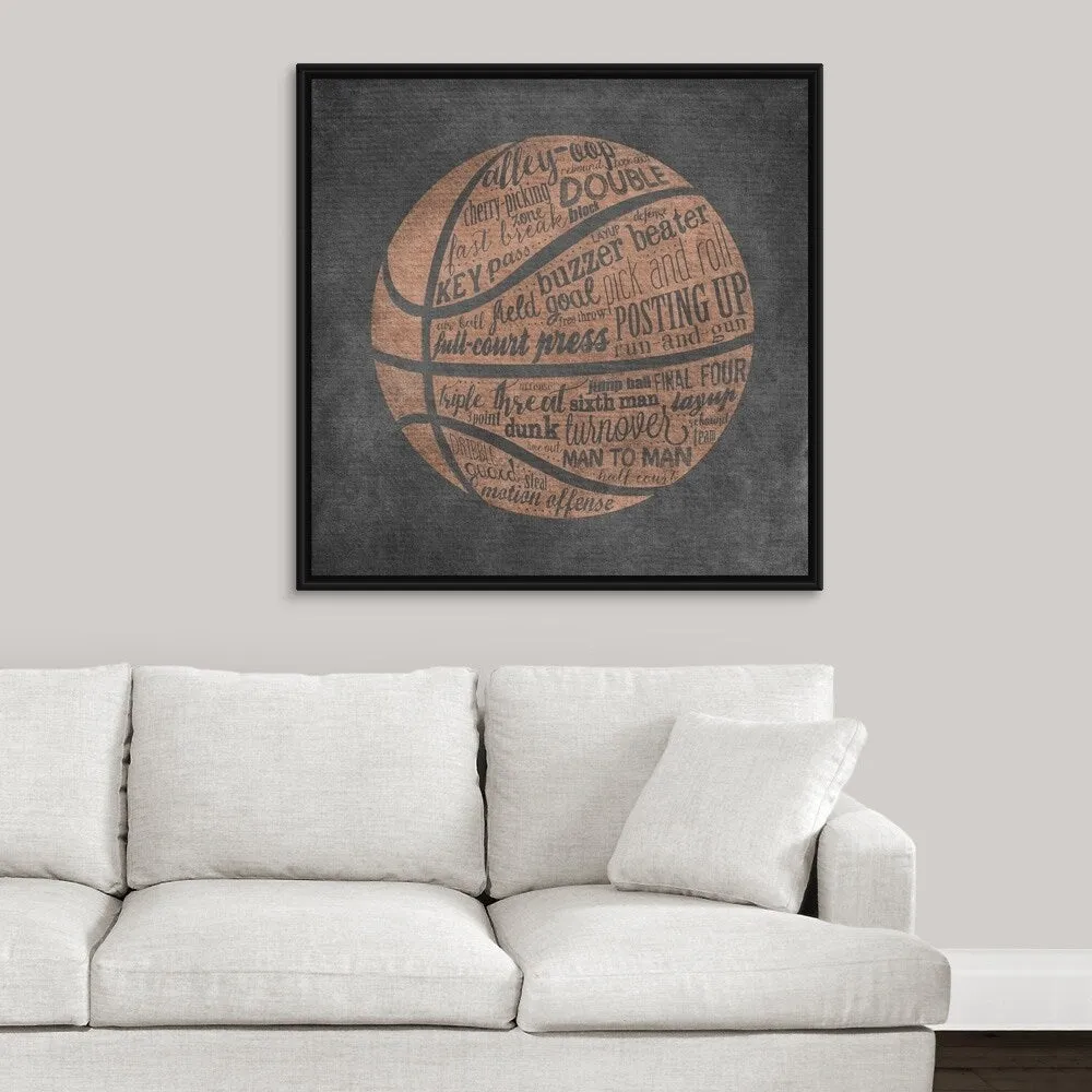 "Basketball Terms" Black Float Frame Canvas Art