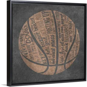 "Basketball Terms" Black Float Frame Canvas Art