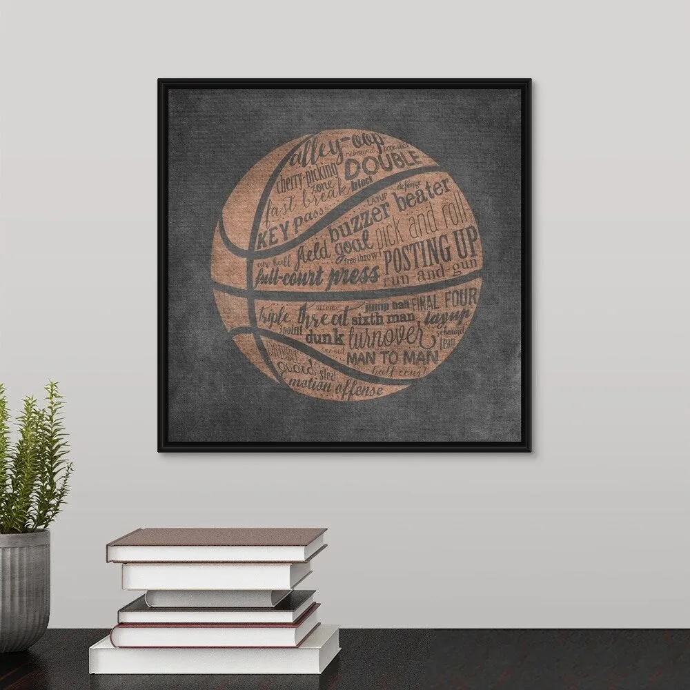 "Basketball Terms" Black Float Frame Canvas Art