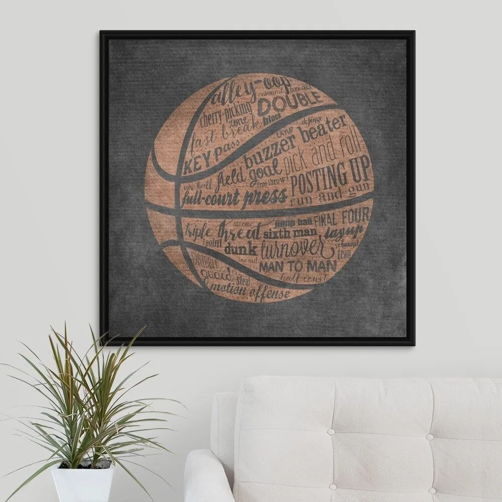 "Basketball Terms" Black Float Frame Canvas Art