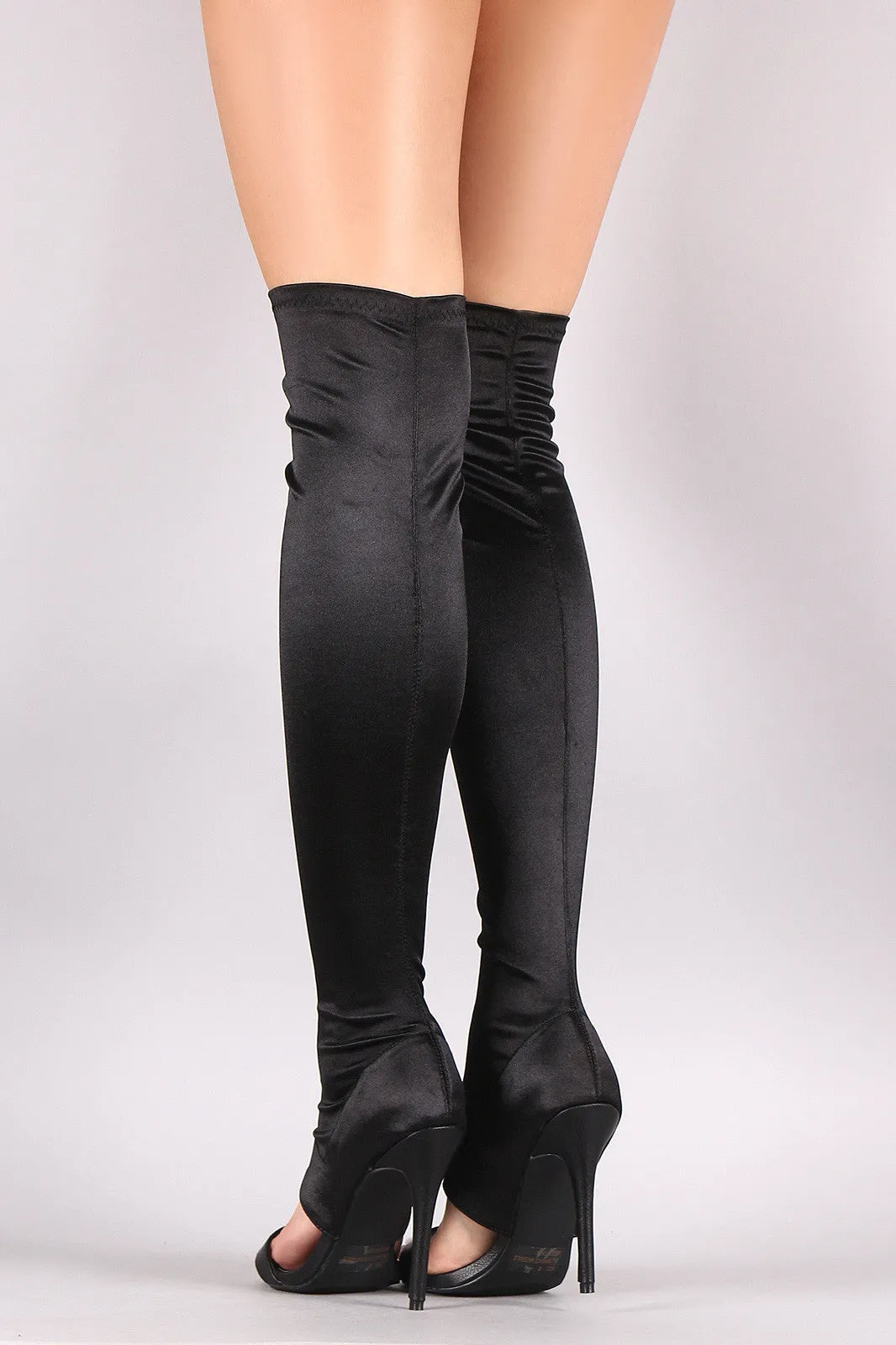 Qupid Elastane Stiletto Heeled Over-The-Knee Boots