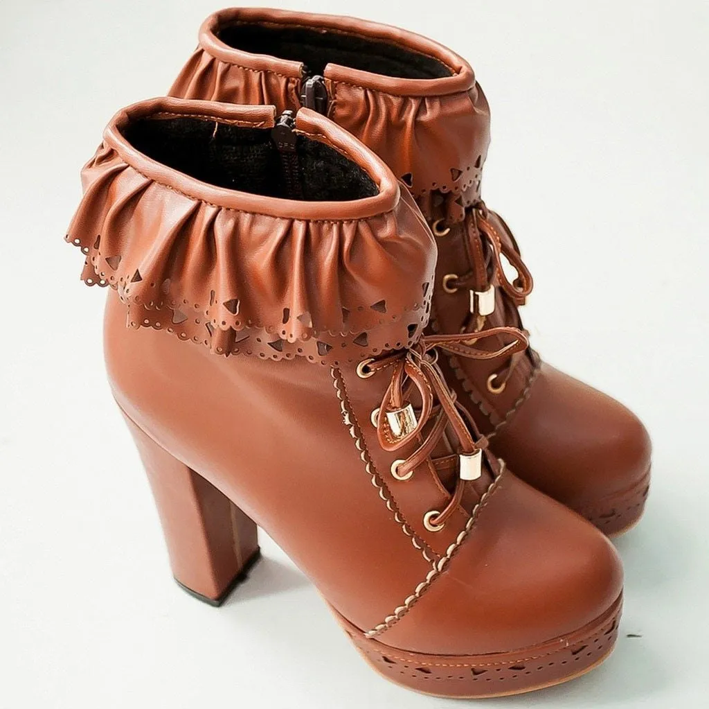 Ruffled Lace Lolita Booties