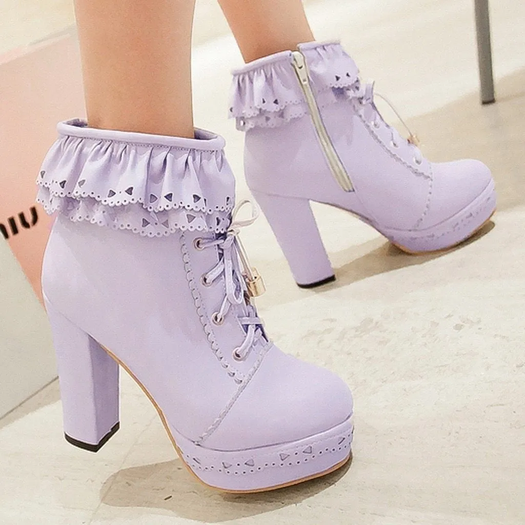 Ruffled Lace Lolita Booties