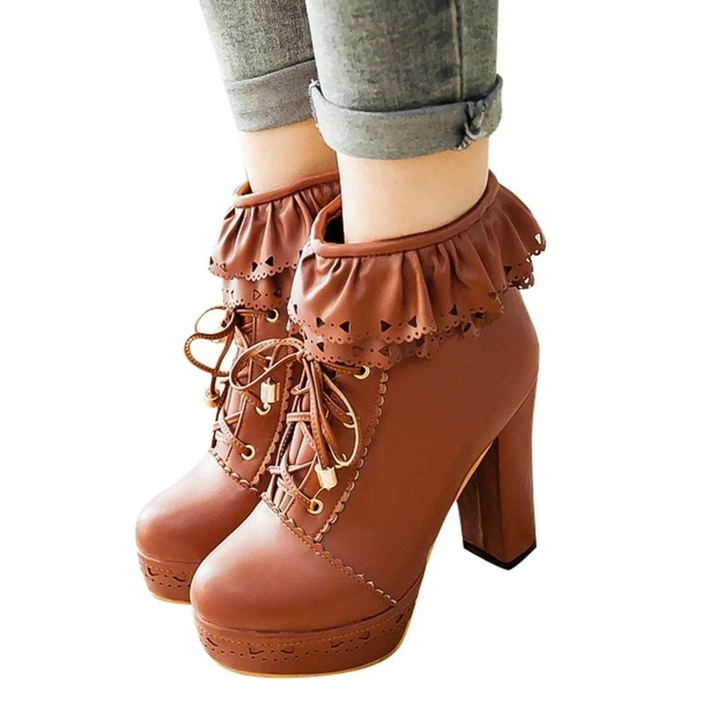 Ruffled Lace Lolita Booties