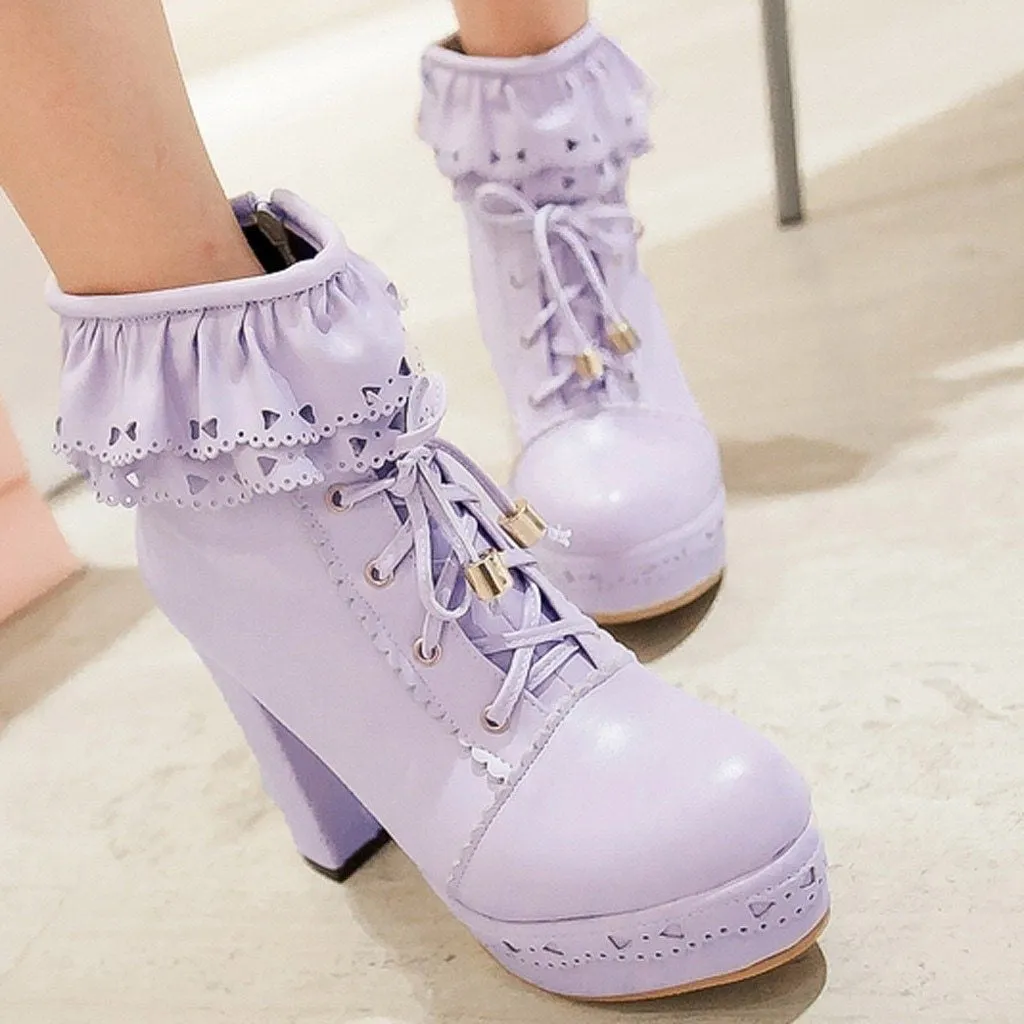 Ruffled Lace Lolita Booties