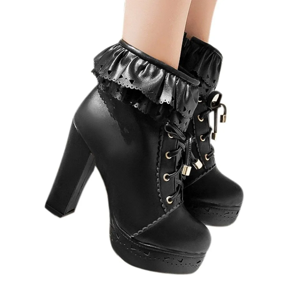 Ruffled Lace Lolita Booties