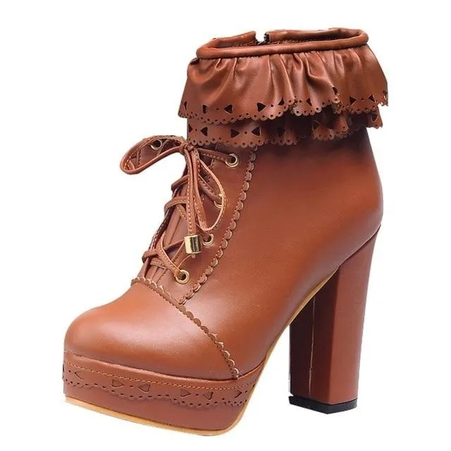 Ruffled Lace Lolita Booties