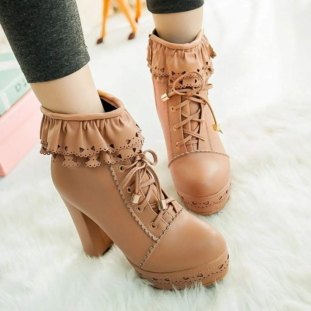 Ruffled Lace Lolita Booties