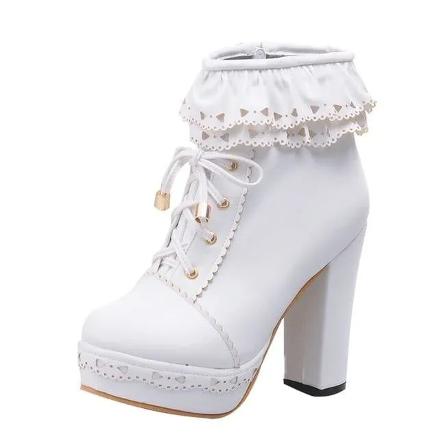 Ruffled Lace Lolita Booties