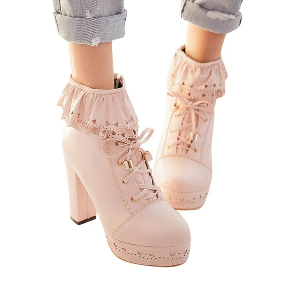 Ruffled Lace Lolita Booties