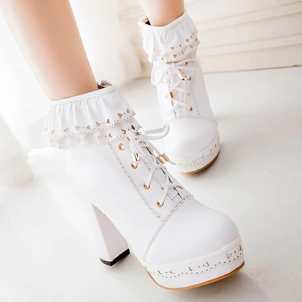 Ruffled Lace Lolita Booties