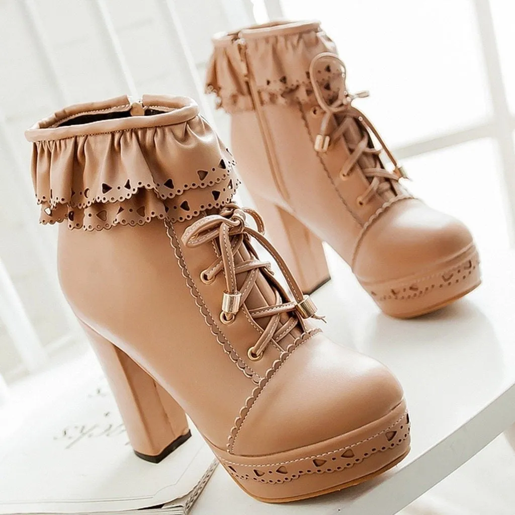 Ruffled Lace Lolita Booties