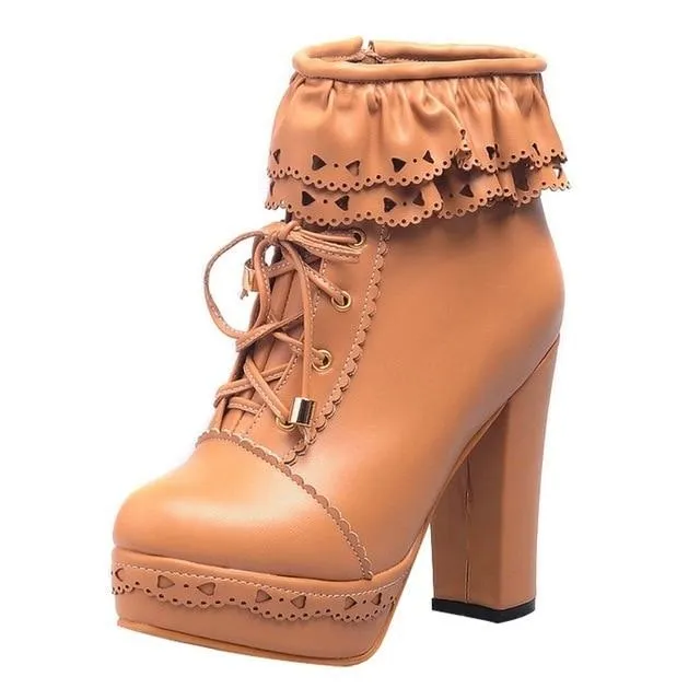 Ruffled Lace Lolita Booties