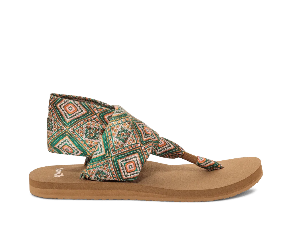 Sanuk Women’s Sling Tile Sandal Green/Gold