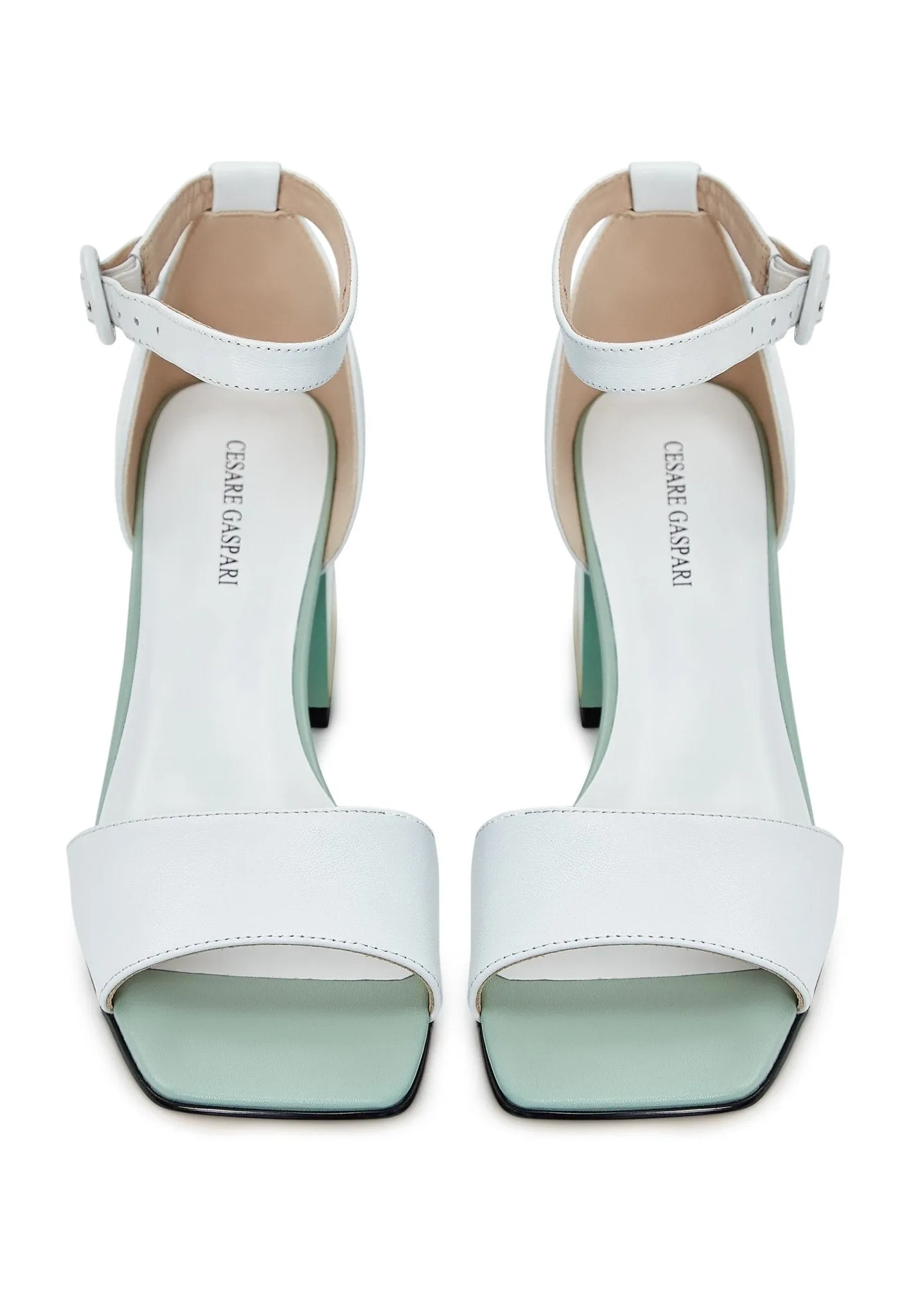 Sqaure Heel Sandals - White