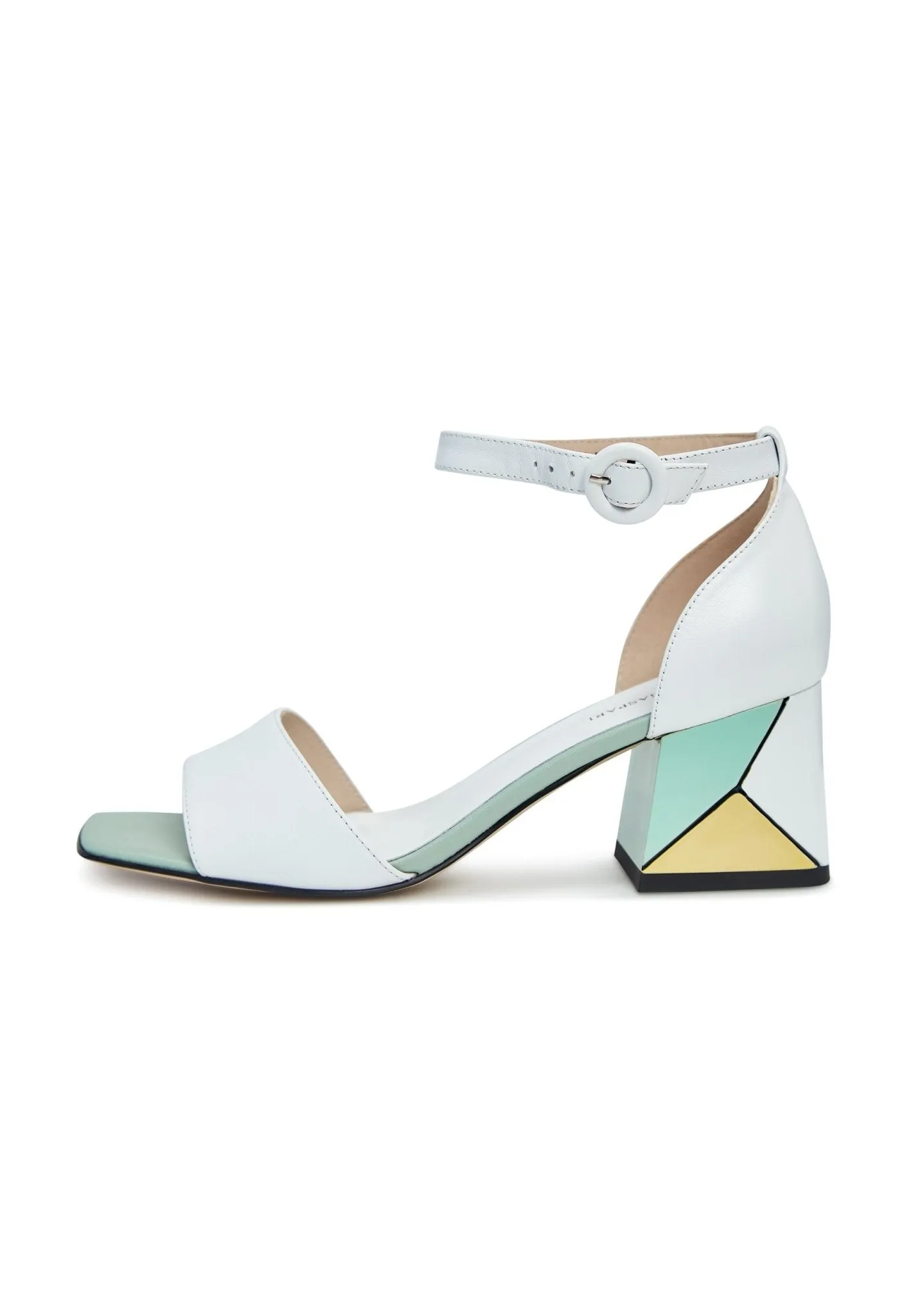 Sqaure Heel Sandals - White