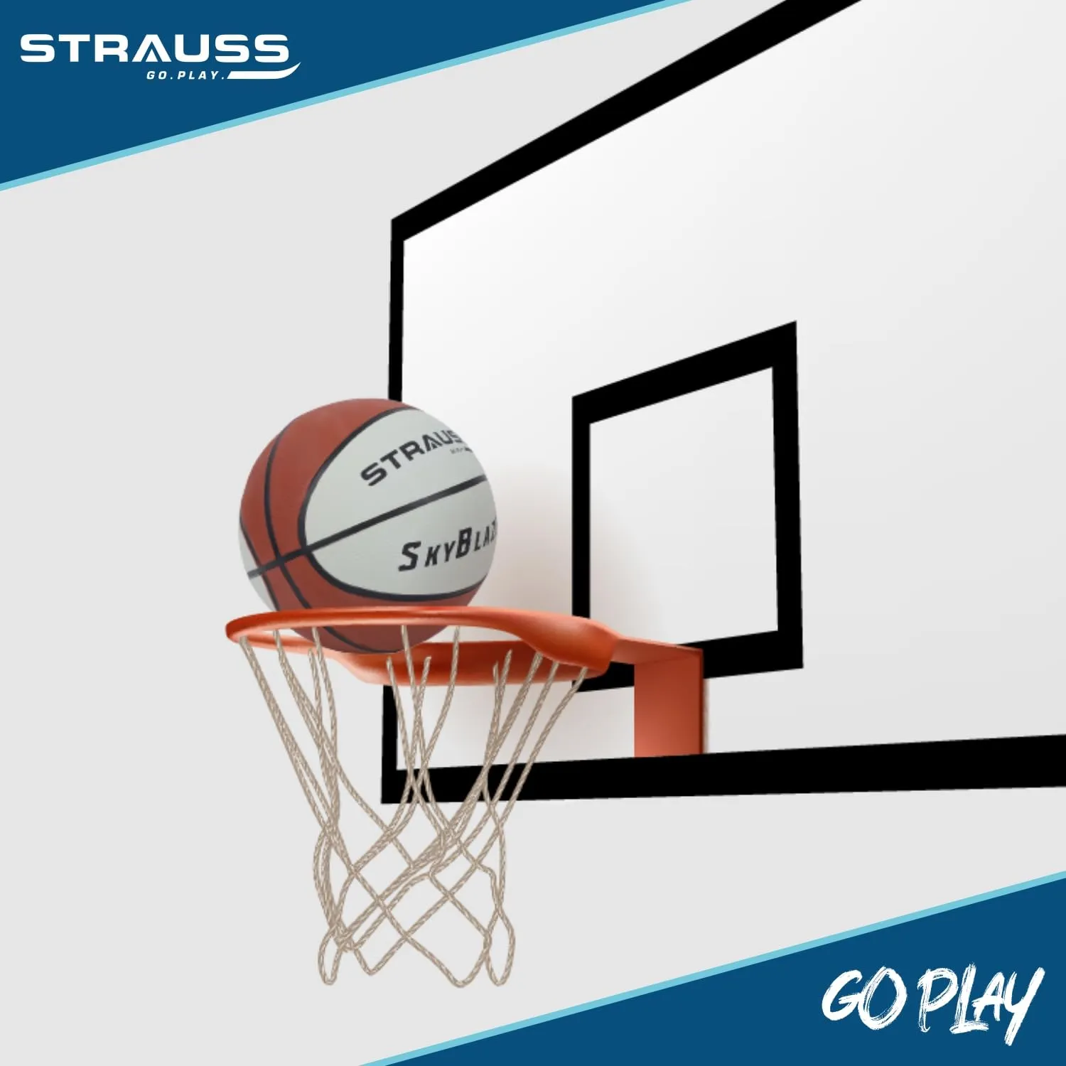 STRAUSS SkyBlazer Basketball Size 7 | Professional Basket Ball for Indoor-Outdoor Training and Match | Suitable for Hard Surface, Wooden Flooring & Synthetic Surface | for Kids and Adults