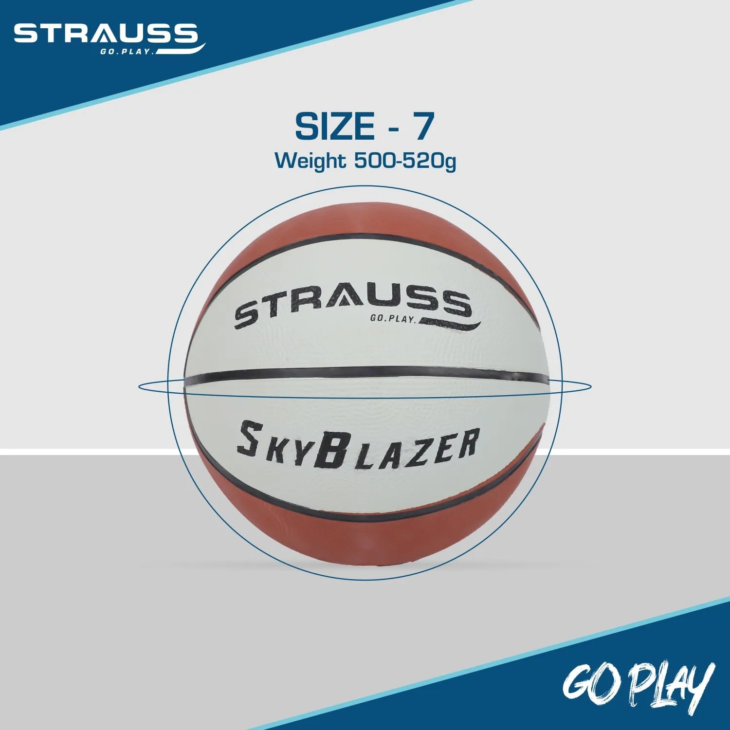 STRAUSS SkyBlazer Basketball Size 7 | Professional Basket Ball for Indoor-Outdoor Training and Match | Suitable for Hard Surface, Wooden Flooring & Synthetic Surface | for Kids and Adults